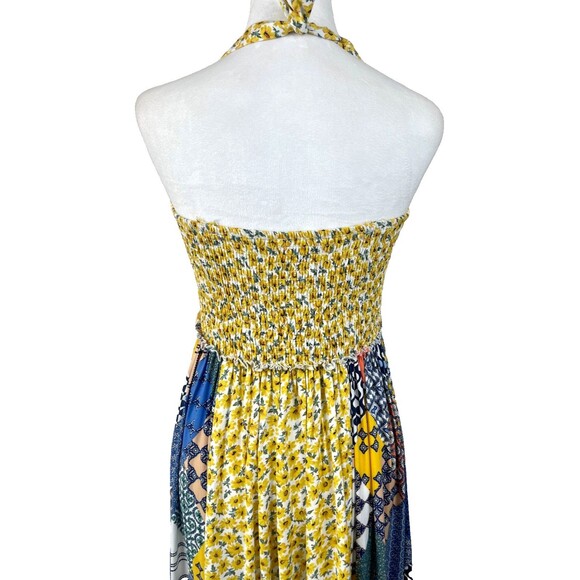 Easel Mixed Print Halter Maxi Dress Sz M Floral Patchwork Boho Hippie Festival - Picture 10 of 15